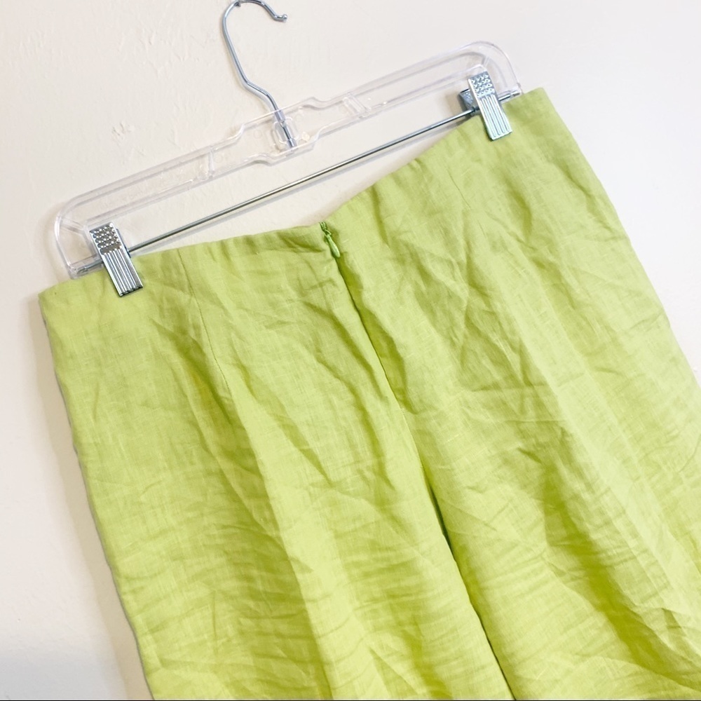 EVELYN & ARTHUR Green Wide Leg Cropped Linen Pants - Picture 4 of 5